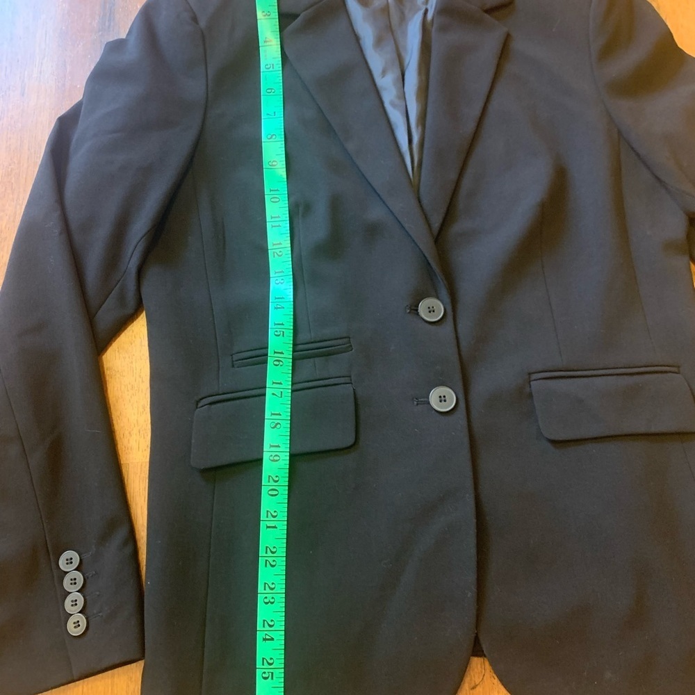New York & Company size 12 black stretch black blazer 2 buttons pockets - Picture 3 of 9